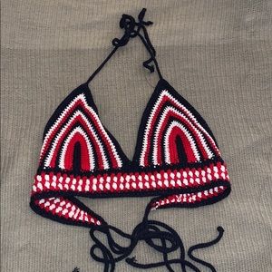 Forever 21 red white and blue knitted bralet top